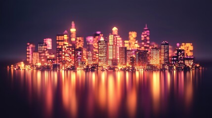 Fototapeta premium Futuristic Cityscape: Illuminated Cubes Urban Landscape