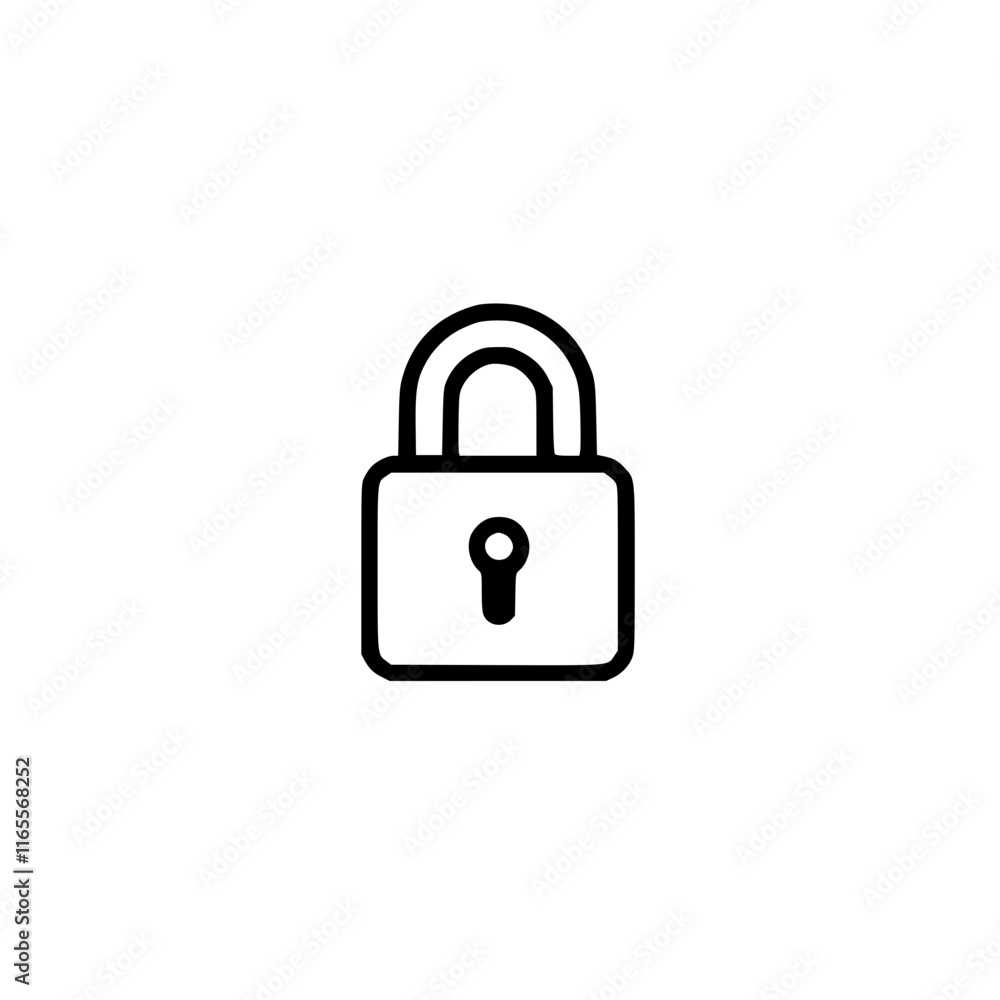 Poster simple padlock icon graphic. perfect for websites, apps, or presentations needing a security symbol.
