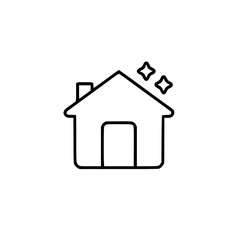 Obraz premium Clean house icon. Simple line art illustration of a house with sparkle. Perfect for representing cleanliness, home services, or real estate.