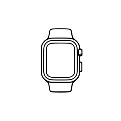 Smartwatch icon.  A simple line drawing of a modern digital wristwatch, perfect for app icons, websites, and presentations.  Clean and minimalist design.