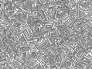bold hand-drawn geometric maze with sharp, angular lines and fluid edges 