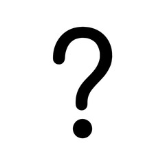 Bold black question mark symbol.  A simple, graphic representation of inquiry, uncertainty, or a query. Perfect for websites, presentations, or design projects needing a clear question mark.