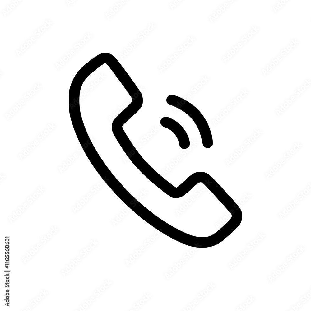 Poster incoming call notification icon. simple, bold, black line art design on a white background. perfect 