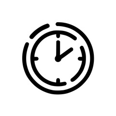 Simple clock icon design, depicting time, schedule, or deadline.  Perfect for websites, apps, or presentations needing a clear time representation. Bold lines ensure easy readability.