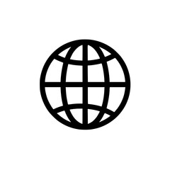 Obraz premium Global network connection icon. Simple, bold graphic representing worldwide connectivity and internet access. Ideal for websites, apps, and presentations needing a clear visual of global reach.