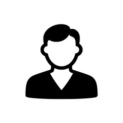 Simple black and white icon depicting a person's upper body, suitable for profile pictures or user interfaces.