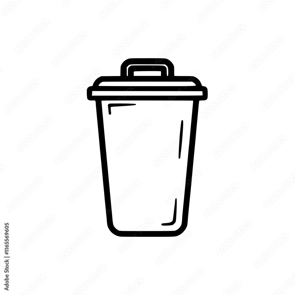 Aufkleber a simple line drawing of a trash can with a lid and handle. perfect for waste disposal, recycling, o