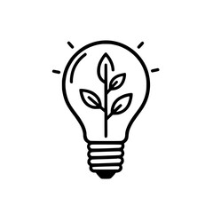 A lightbulb with a plant inside, symbolizing eco-friendly ideas and sustainable energy solutions.  A perfect image for representing innovation and growth in a green and environmentally conscious way.