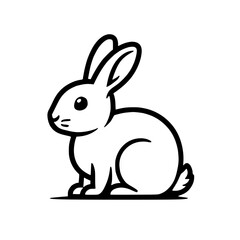 Adorable cartoon rabbit illustration.  Perfect for children's books, Easter cards, or any project needing a cute bunny design.  Simple, clean lines make it versatile.