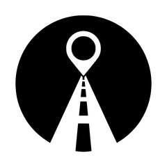 Destination marker with a road leading to it, symbolizing journey, travel, or reaching a goal. Simple, minimalist design ideal for navigation apps or travel-related projects.