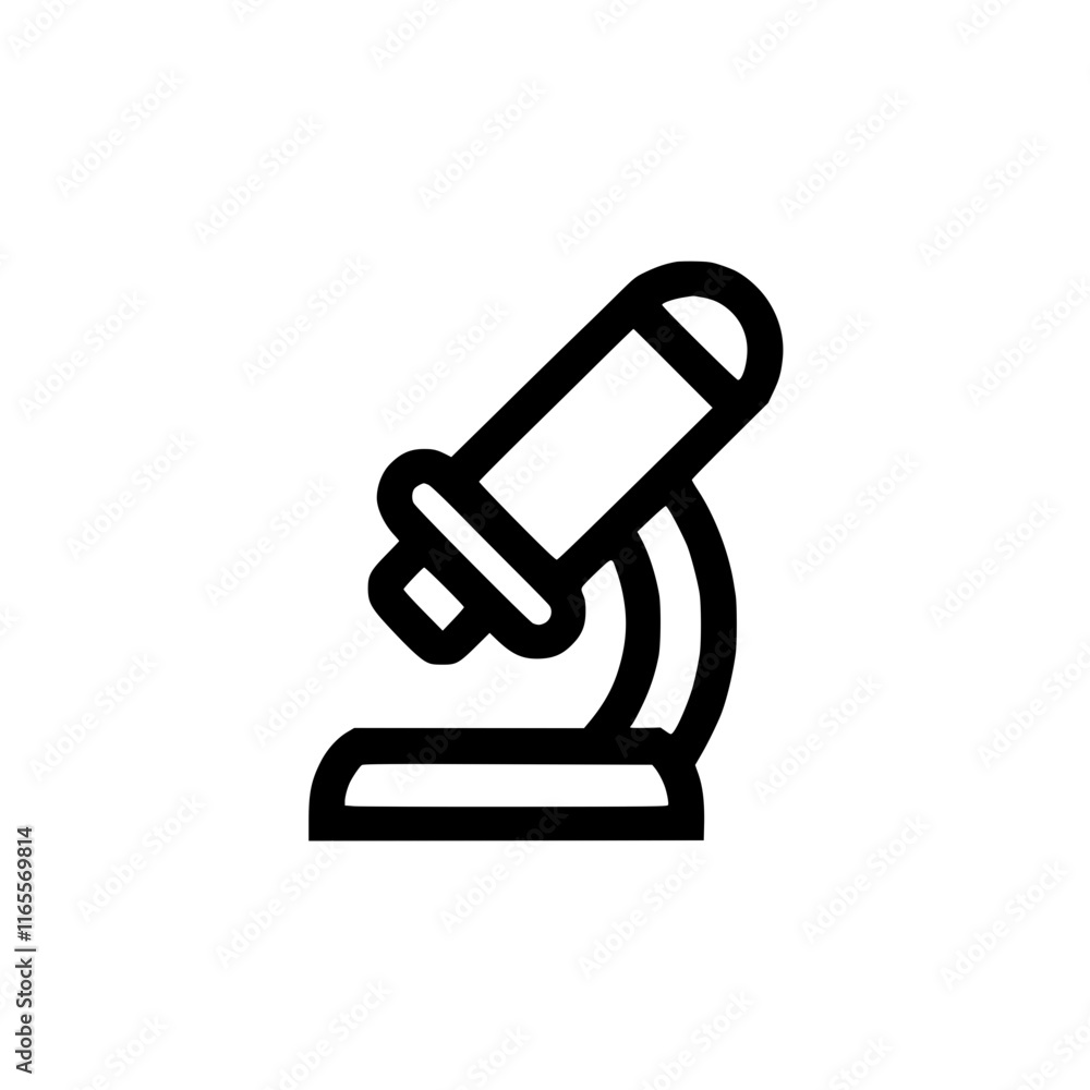 Poster microscope icon. a simple line drawing representing a scientific instrument used for magnification a
