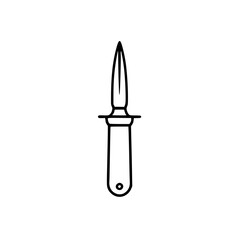 A simple line drawing of a small, pointed knife or paring knife.  Perfect for culinary or craft projects, this image is versatile and clean.