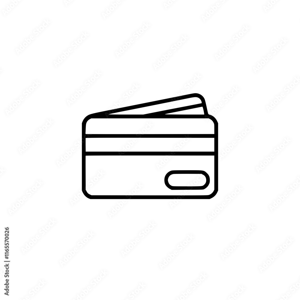 Poster a simple line drawing illustration of a wallet with multiple cards inside, suitable for financial or