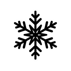 Fototapeta premium Simple black snowflake icon. Perfect for winter designs, holiday themes, or cold weather illustrations. Clean and minimalist design, easily scalable for various uses.