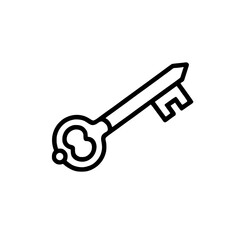 A vintage-style key illustration, perfect for representing access, security, or unlocking potential.  The detailed line art design is clean and versatile, suitable for various applications.