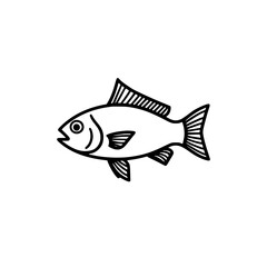 Fototapeta premium Line art illustration of a fish, a simple and elegant design suitable for various applications, from logos to educational materials. Perfect for representing aquatic life.