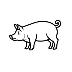 Obraz premium Line art illustration of a pig. Simple, elegant design perfect for various applications, from farm-related projects to children's books. A classic depiction of a swine.