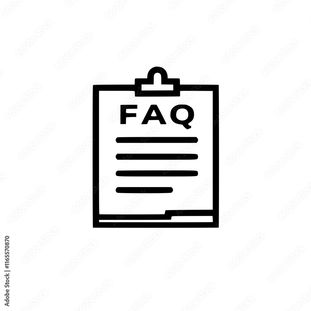 Poster faq document icon. a simple, clean graphic representing a frequently asked questions page or section