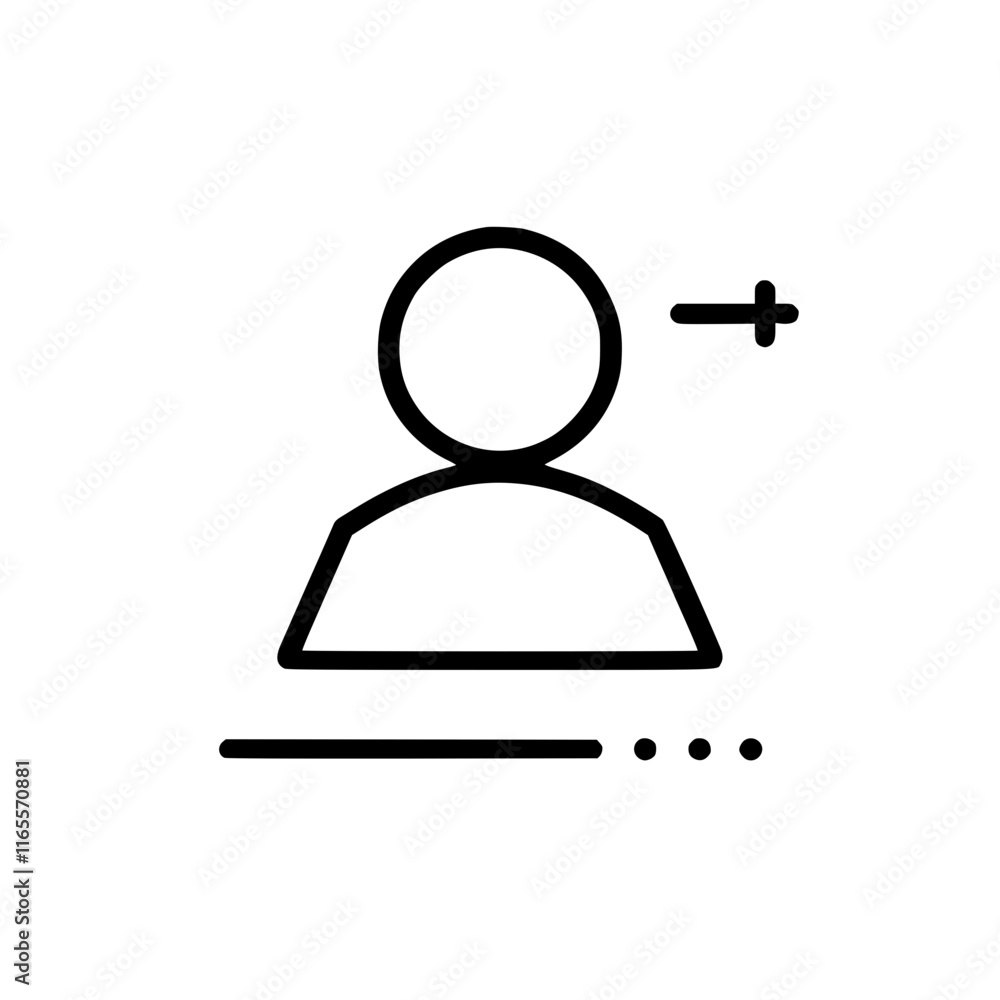 Aufkleber add new user profile. simple line art icon depicting the addition of a new user account or profile. 