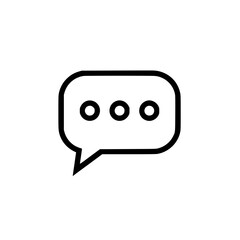 Simple speech bubble icon with three dots, representing communication, messaging, or a chat interface. Ideal for websites, apps, or presentations needing a clean, modern communication symbol.