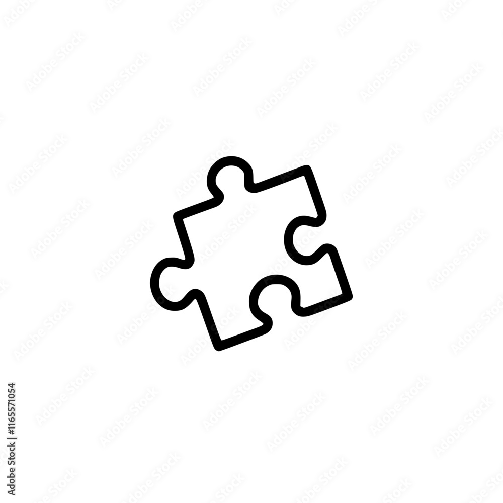 Poster single puzzle piece icon. a simple, clean design representing connection, solutions, and completion.