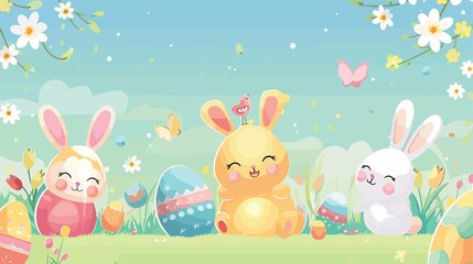 Cute Colorful Easter Cartoon Vector Template for Festive Designs