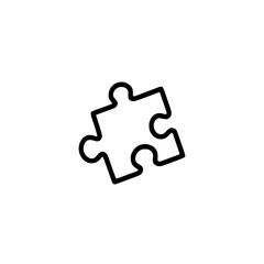 Single puzzle piece icon.  A simple, clean design representing connection, solutions, and completion. Ideal for websites, apps, and presentations needing a visual for problem-solving or teamwork.