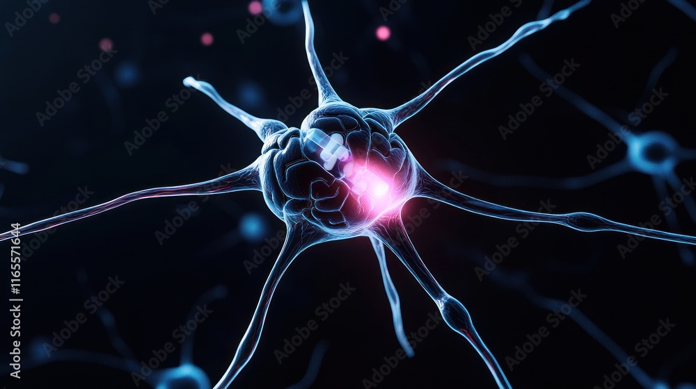 Poster neurons interacting with synaptic transmission highlighted.