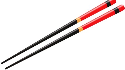 Simple pair of chopsticks placed gracefully on clean white background. Elegant utensils for dining, essential in Asian cuisine traditions. Traditional tool for picking up food items like rice