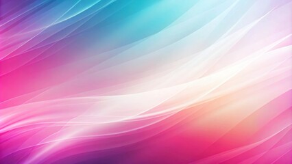 Abstract Background with Delicate Curved Lines in Vibrant Hues of Pink, Blue, and White