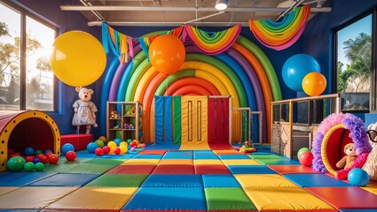 Bright and Playful Rainbow-Themed Playground for Kids&rsquo; Photo Shoots"