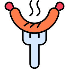 sausage, food, fork, meat, barbeque Icon