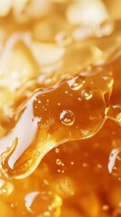 Honeycomb Honey Texture Close-up. Golden Liquid, Sweetness, Organic Food, Natural Honey