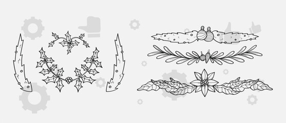 Botanic set of detailed various flowers and brunch. Luxury vintage floral collection for wedding invitation, wallpaper art or save the date card. Botanical vector illustration