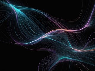 Glowing lines forming abstract patterns on a black background