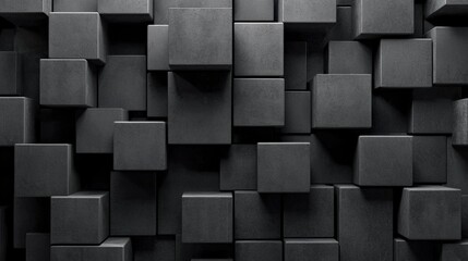 Geometric wallpaper with cubes in monochromatic tones for a high-end gallery wall