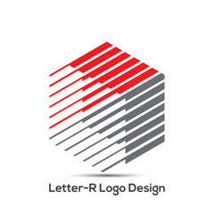 Letter R polygon shape creative logo design icon