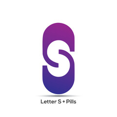 S letter with pills creative logo design icon