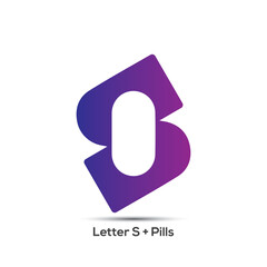 S letter with pills creative logo design icon