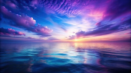 Obraz premium A Serene Seascape Bathed in the Glow of a Vibrant Sunset, with Clouds Casting Shadows on the Water