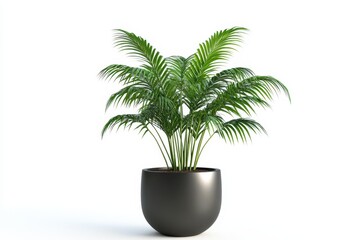 Obraz premium 3D rendering of a houseplant in a contemporary pot against a white backdrop