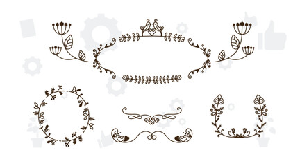 Frame border ornament. Decor line design pattern, flower luxury decoration. Book element, antique ornate classic floral. Elegant baroque label old filigree calligraphy shapes. Vector retro garish card