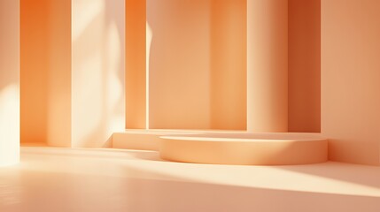 Fototapeta premium Minimalist Peach Colored Abstract Display Platform