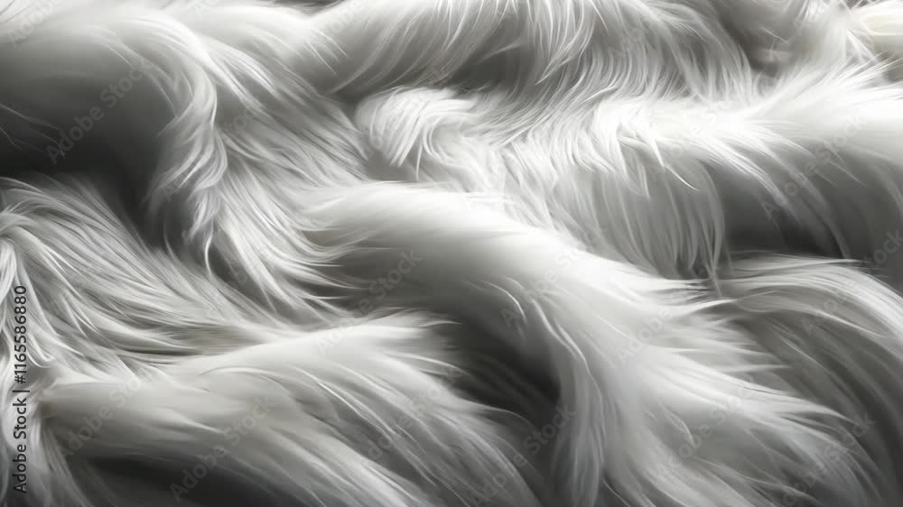 Poster soft and fluffy white fur texture creating an inviting and cozy atmosphere in a bright space