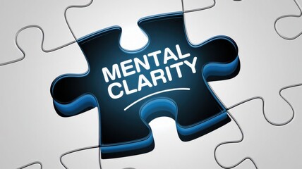 Fototapeta premium 3D Puzzle Piece Highlighting 'Mental Clarity' Against a Light Background