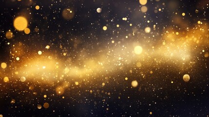 Fototapeta premium Abstract magic gold dust background over black