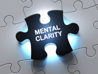 Fototapeta premium 3D Puzzle Piece Highlighting 'Mental Clarity' Against a Light Background
