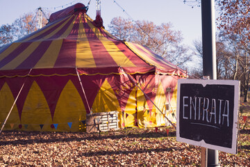 Yellow and red circus tent