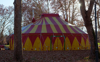 Yellow and red circus tent