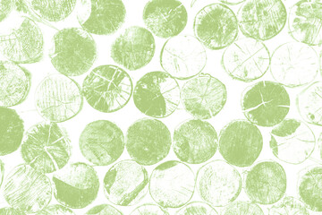 Green Woodcut Circles: Abstract Natural Pattern